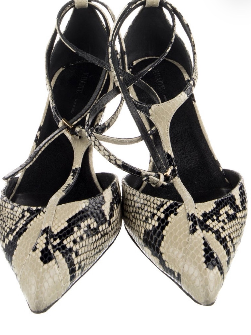 KHAITE MIA 45mm Python Embossed T Strap Slingbacks Size 40